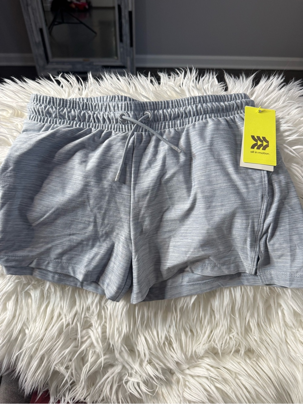 all in motion Light Heather Gray Athletic Lounge Shorts Kids L (10/12) NWT
